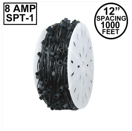 C7 1000' bulk spool on black wire with 12" spacing